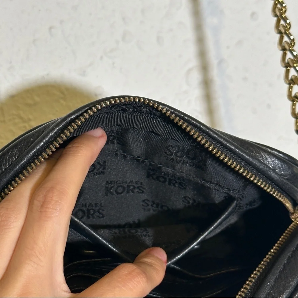 Michael Kors Black Pebbled Leather Small Fulton Crossbody Bag